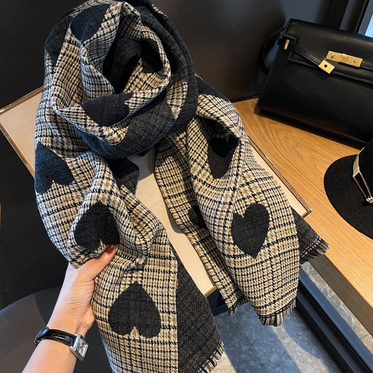 ผ้าพันคอ ผ้าคลุมไหล่ แบบหนา ขนาดใหญ่ ให้ความอบอุ่น ลายสก๊อต แฟชั่นฤดูใบไม้ร่วง สไตล์เกาหลี สําหรับผู้หญิง