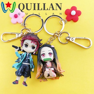 Quillan พวงกุญแจ PVC ลายการ์ตูนอนิเมะญี่ปุ่น Kamado Tanjirou Kimetsu No Yaiba Kamado Nezuko อุปกรณ์เสริมรถยนต์