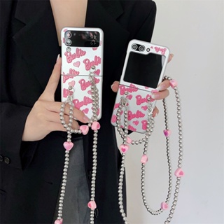 เคสโทรศัพท์มือถือ พลาสติกแข็ง กันกระแทก ลายตัวอักษรน่ารัก สีเงิน สําหรับ Samsung Galaxy Z Flip 5 4 3 Sumsung Sansung Flip4 ZFlip3 ZFlip5