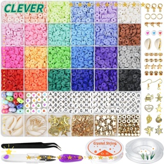 Clever ชุดลูกปัดดินโพลิเมอร์ ทรงกลมแบน 24 สี 6 มม. สําหรับทําเครื่องประดับ สร้อยข้อมือ สร้อยคอ DIY 6000 ชิ้น