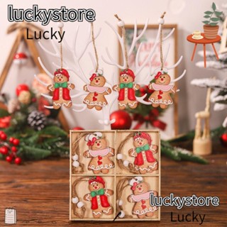 Lucky จี้ไม้ รูปขนมปังขิงน่ารัก สําหรับแขวนตกแต่งต้นคริสต์มาส