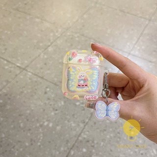 Cute Butterfly Rabbit with Chain Case For AirPods Pro2 / Pro / 3 / 2 / 1 Shockproof Charging Box Silicone Soft Cover