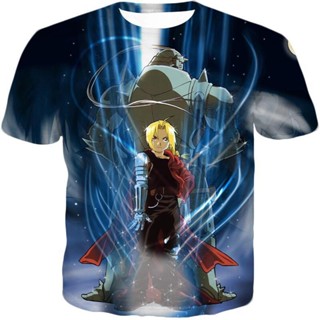 เสื้อยืด พิมพ์ลายอนิเมะ Fullmetal Alchemist สไตล์สตรีท ยอดนิยม