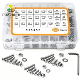 Tarsureth 540 ชิ้น|สกรูสเตนเลส 304 หัวกระทะฟิลลิปส์ 6-25 มม. พร้อมกล่องเก็บ M3 M4 M5 สําหรับเครื่องซักผ้า