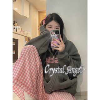 Crystal เสื้อผ้าผู้ญิง แขนยาว เสื้อฮู้ด คลุมหญิง สไตล์เกาหลี แฟชั่น WWY23900HS 36Z230905