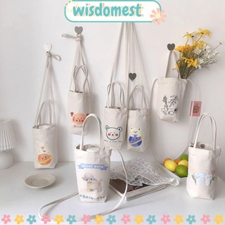 WISDOMEST ที่วางขวดน้ํา พิมพ์ลายการ์ตูน พร้อมสายคล้อง กันความร้อน สําหรับเก็บแก้วกาแฟ