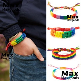 Maxg LGBT สร้อยข้อมือเชือกถัก สีรุ้ง สไตล์มิตรภาพ