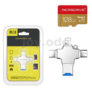 แฟลชไดรฟ์ Microdrive 4-in-1 USB3.0 iP Type-C Micro USB 128GB ความเร็วสูง แบบพกพา
