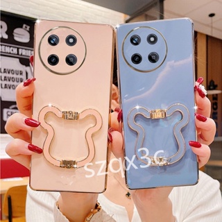 พร้อมส่ง เคสโทรศัพท์มือถือ ชุบไฟฟ้า ลายหมีน่ารัก พร้อมขาตั้ง ป้องกันเลนส์กล้อง สําหรับ Realme11 11NFC Realme 11 C51 NFC 4G 5G