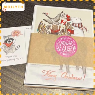 Moilyth การ์ดกระดาษ ทรงสี่เหลี่ยม ลายสัตว์น่ารัก DIY สําหรับตกแต่งปาร์ตี้คริสต์มาส