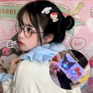 SANRIO กิ๊บติดผม เรืองแสง ลายการ์ตูน Hello Kitty Kuromi Cinnamoroll My Melody Pompompurin Kawaii เครื่องประดับ สําหรับเด็กผู้หญิง จํานวน 5 ชิ้น