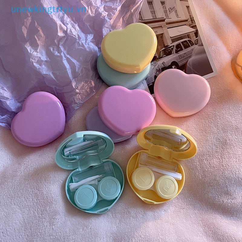 Unewtyu Travel สีคอนแทคเลนส์กล่องสําหรับตาชุดเครื่องมือผู้หญิงสาวหัวใจ Lady Holder Storage Eye Care 