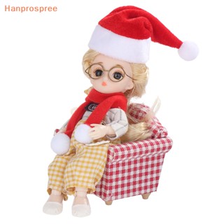 Hanprospree&gt; ผ้าพันคอ หมวกซานต้า ขนาดเล็ก สําหรับตกแต่งบ้านตุ๊กตา 1 ชุด