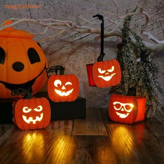 Magicalhour^^ ขวดโหลฟักทองฮาโลวีน พลาสติก มีไฟ Led เรืองแสง แบบพกพา สําหรับใส่ลูกอม