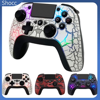 Shocc จอยสติ๊กควบคุมเกม บลูทูธ เข้ากันได้กับ Ps4 พร้อมไฟ Rgb Crack Light