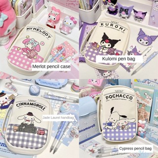 Sanrio อะนิเมะกระเป๋าดินสอ Kawaii My Melody Pochacco กรณีดินสอกระเป๋าเครื่องเขียนกล่องปากกาสี่เหลี่ยมความจุขนาดใหญ่เครื่องเขียนการจัดเก็บ Orangizer M