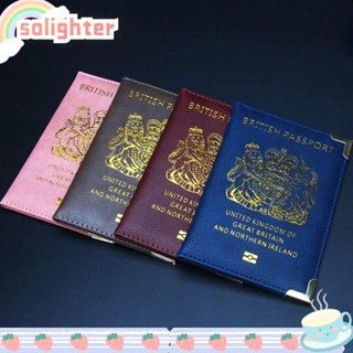 SOLIGHTER กระเป๋าสตางค์ หนัง Pu ทนทาน สําหรับใส่หนังสือเดินทาง บัตรสหราชอาณาจักร 2 ชิ้น
