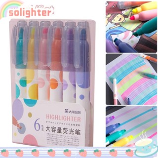 Solighter ชุดปากกามาร์กเกอร์เรืองแสง สีแคนดี้ สําหรับนักเรียน จํานวน 6 ชิ้น ต่อชุด