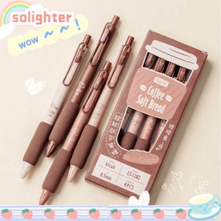 Solighter ปากกาเจล พลาสติก 0.5 มม. สีดํา คุณภาพสูง สําหรับสํานักงาน โรงเรียน ของขวัญ เครื่องเขียน 4 ชิ้น