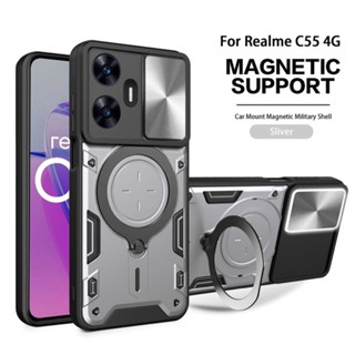 เคสโทรศัพท์มือถือแบบแข็ง กันกระแทก พร้อมแหวนขาตั้งโลหะ สําหรับ Realme C53 C55 C35 C33 C31 C30 C30s C21 C20 C20A C21Y C25Y