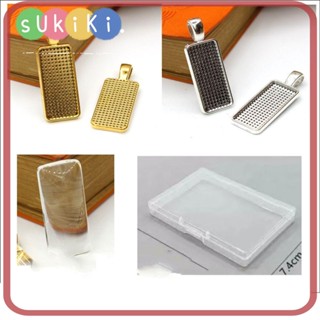 Sukiki จี้โลหะผสมสังกะสี ทรงสี่เหลี่ยมผืนผ้า สีเงิน สําหรับทําเครื่องประดับ DIY