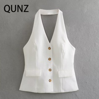 Qunz เสื้อกั๊ก เปิดหลัง สีขาว 2746