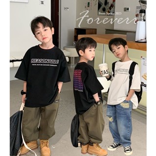 【Boy Wear】เสื้อยืดคอกลม แขนสั้น ผ้าฝ้าย พิมพ์ลายตัวอักษร Budak Lelaki Bauju สไตล์เกาหลี สําหรับผู้ชาย (1-14 ปี)