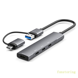 Fun ฮับ USB C พร้อม 4 พอร์ต USB C Type C หลายพอร์ต อะแดปเตอร์แยก USB C สําหรับแล็ปท็อป