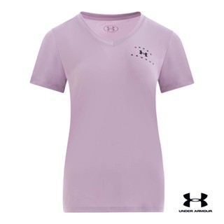 Under Armour UA Womens Velocity Left Chest Arch Short Sleeve V-neck อันเดอร์ อาร์เมอร์ เสื้อออกกำลังกายสำหรับผู้หญิง