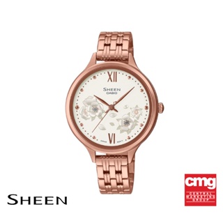 CASIO นาฬิกาข้อมือผู้หญิง SHEEN รุ่น SHE-4551PG-7AUDF วัสดุสเตนเลสสตีล สีขาว