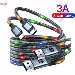 Nedfs Type C สายเคเบิลข้อมูล ควบคุมด้วยเสียง USB Type C LED สายเคเบิล USB สายเคเบิลข้อมูล ควบคุมด้วยเสียง เรืองแสง ควบคุมด้วยเสียง สายชาร์จข้อมูล แบบ C เรืองแสง