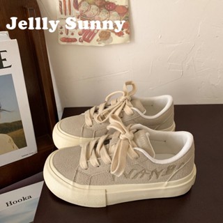  Jellly Sunny  รองเท้าผ้าใบผู้หญิง พื้นหนา ใส่สบาย สไตล์เกาหลี รองเท้าแฟชั่นผู้หญิง มีความนุ่มนวล 2023 ใหม่ FYD2390VUZ 37Z230913