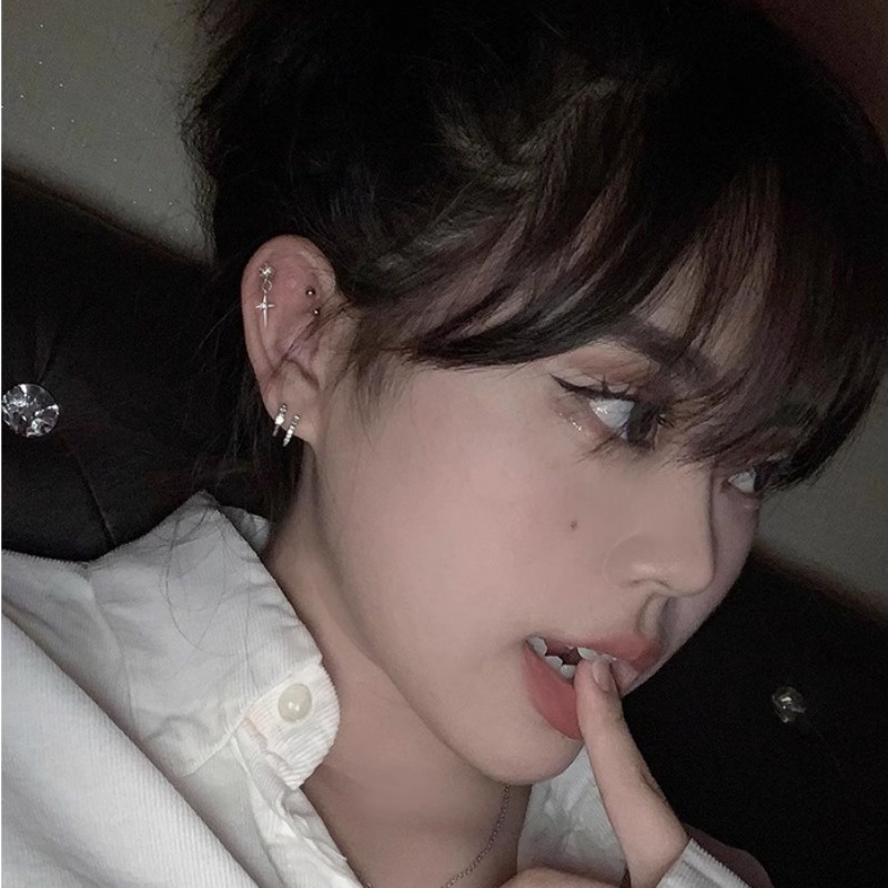 We Flower ต่างหูโซ่เงิน S925 จี้ไม้กางเขน ประดับคริสตัล สไตล์พังก์ กันแพ้ เครื่องประดับ สําหรับผู้หญิง ผู้ชาย - รูปที่ 6