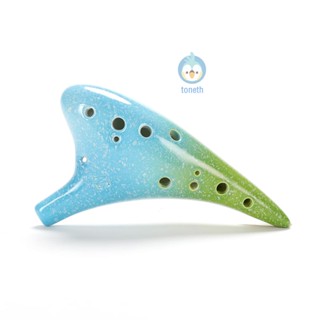 เครื่องดนตรีเซรามิก Ocarina Alto C Starry Style 12 หลุม พร้อมเชือกเส้นเล็ก สําหรับคนรักดนตรี และผู้เรียน Tpth