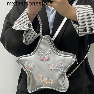 Mxfashione Y2k กระเป๋าเป้สะพายหลัง กระเป๋านักเรียน หนัง PU ลายหัวใจ ดาว เลื่อมแวววาว สไตล์เกาหลี พังก์ Y2k