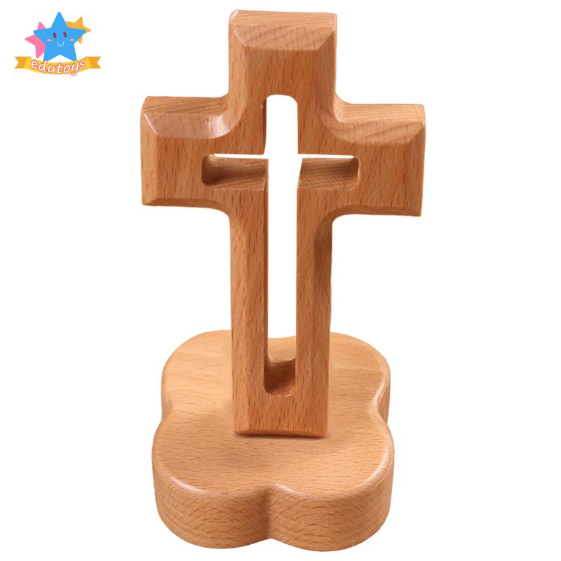 [Edstars] ไม้กางเขน สีบีช ของขวัญคริสเตียน สําหรับตกแต่งโต๊ะทํางาน สํานักงาน