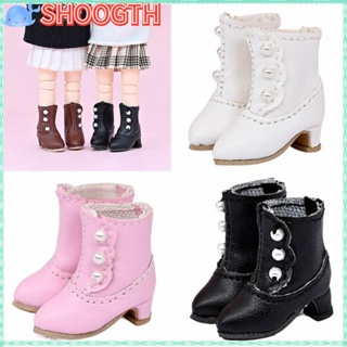 Shoogth รองเท้าบูท หนัง PU ทรงสูง 1/12 แบบเปลี่ยน อุปกรณ์เสริม สําหรับตุ๊กตา Ob11 Bjd 1 คู่