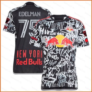 Fb 2023-2024 เสื้อยืดลําลอง แขนสั้น พิมพ์ลาย New York Red Bulls Jersey Daniel Edelman พลัสไซซ์