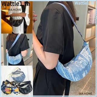 Wttle กระเป๋าสะพายไหล่ ผ้าแคนวาสนิ่ม ปรับได้ สีพื้น สําหรับสตรี