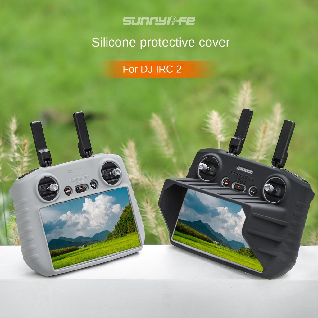 Sunnylife เหมาะสําหรับ DJI Air 3S/Air 3/Mini 4 pro RC 2 รีโมทคอนโทรลเคสซิลิโคน Shock-proof Scratch-proof เคสป้องกันพร้อม Hood