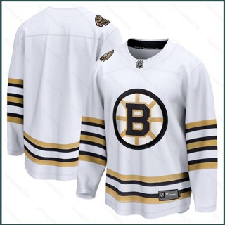 Sy3 เสื้อกีฬาแขนยาว ลาย NHL Boston Bruins Away Jersey สีขาว พลัสไซซ์ YS3 2023-2024