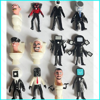 โมเดลฟิกเกอร์ Skibidi Toilet Action Figure Titan TV Man Camera Man Speakerman ของเล่นสําหรับเด็ก 12 ชิ้น