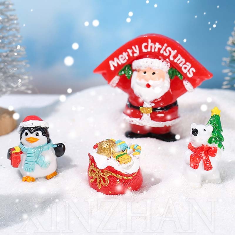 ตุ๊กตาซานตาคลอส สโนว์แมน ตกแต่งโต๊ะ / ฟิกเกอร์ Merry Christmas ตกแต่งบ้าน ขนาดเล็ก / เพนกวิน หมีขั้วโลก ตกแต่งสวนจิ๋ว / เครื่องประดับภูมิทัศน์หิมะ ฤดูหนาว