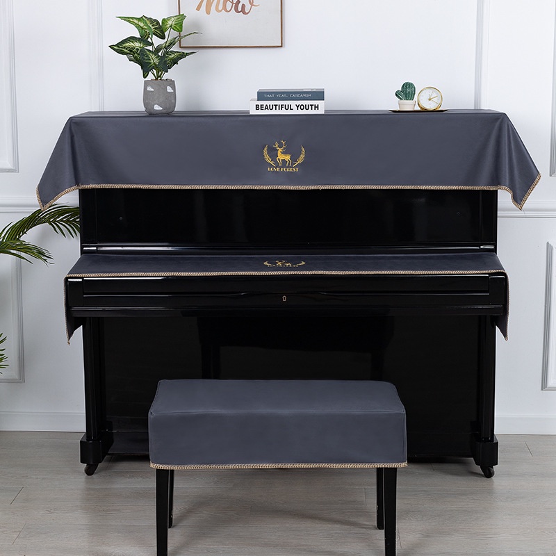 Piano cover three-piece dust-proof half cover Nordic minimalist fashion piano towel stool cover