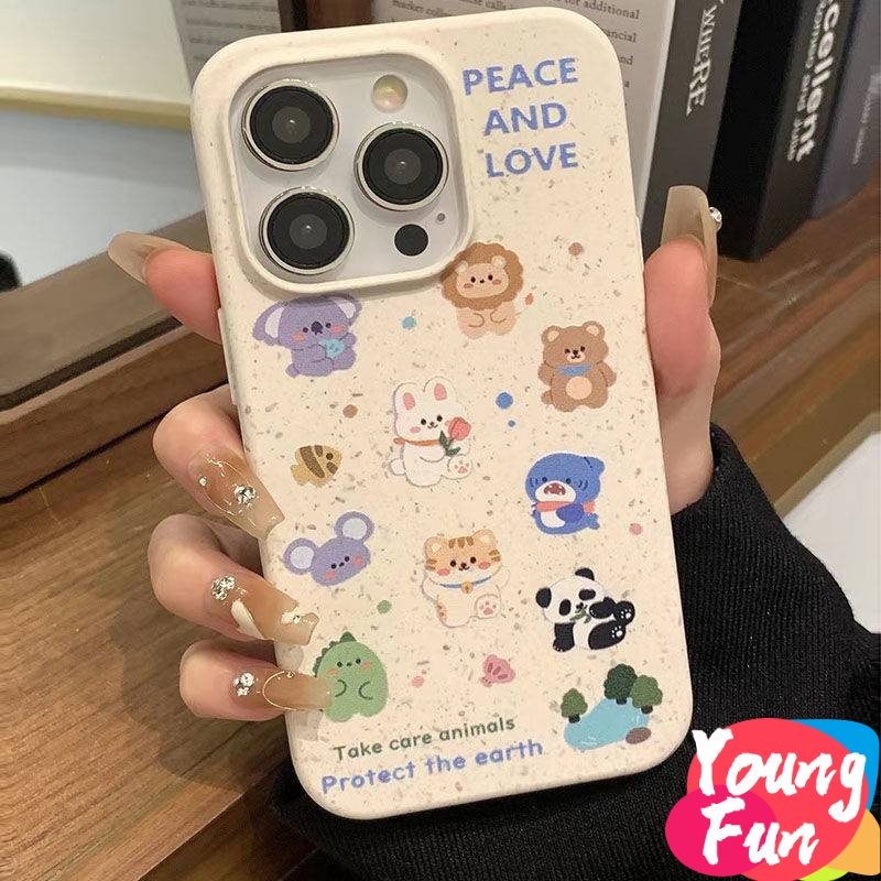 สําหรับ Vivo เคสโทรศัพท์มือถือ ลายการ์ตูนสัตว์ ย่อยสลายได้ เป็นมิตรกับสิ่งแวดล้อม Y21E Y20 Y17 Y15A Y16 Y1s Vivo Y22 Y51 2020 Y95 Y19 Y50 V25e Y02 V25 Y35 V20 V25 V23 Pro