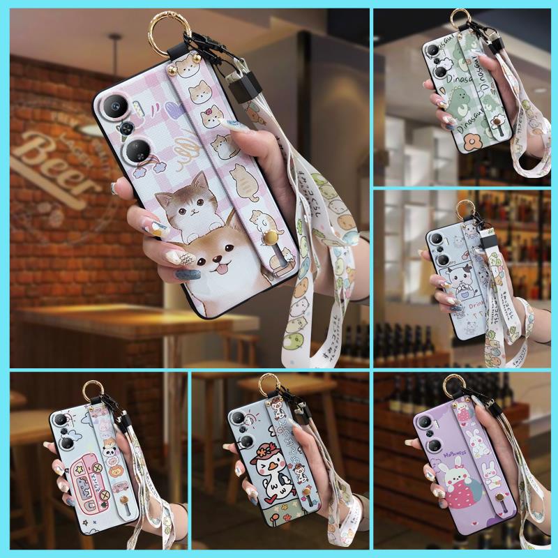 Soft case Back Cover Phone Case For infinix X6826/Hot20 4G/Free Fire Wrist Strap Cute Lanyard Silicone ring Anti-knock