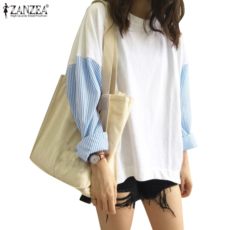 Zanzea เสื้อกันหนาว แขนยาว ลายทาง สไตล์เกาหลี สําหรับผู้หญิง