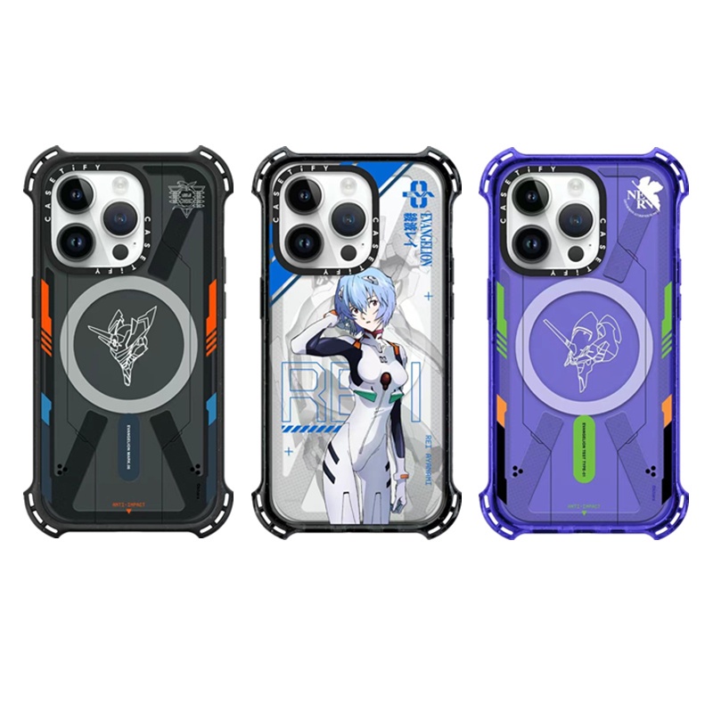 Casetifg เคสโทรศัพท์มือถือ ซิลิโคนแข็ง EVA ใส กันกระแทก ป้องกันเต็มมุม ลายการ์ตูนอนิเมะ Evangelion พร้อมกล่อง สําหรับ iPhone 15 13 14 Pro Max