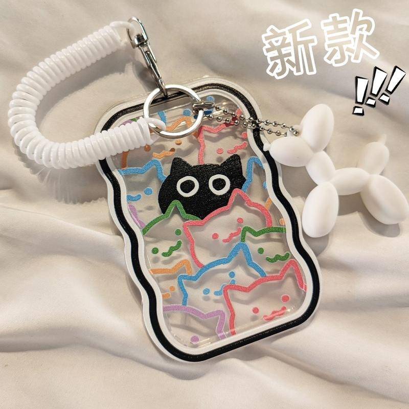 Ins เคสใส่บัตรประจําตัวนักเรียน แบบใส ป้องกัน ลายแมว รถบัส รถไฟใต้ดิน ควบคุมการทํางาน พร้อมเชือก สําหรับนักเรียน
