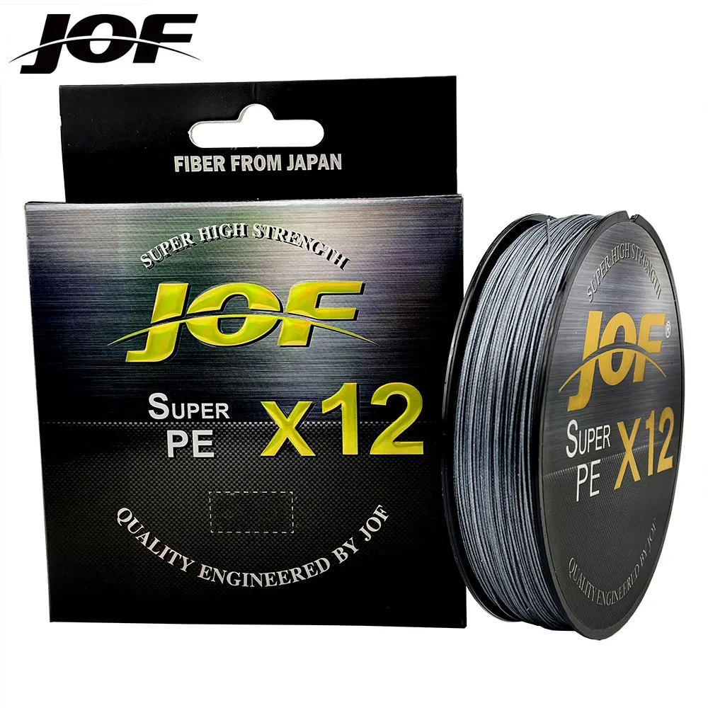 Jof สายเอ็นตกปลา PE แบบถัก 500 ม. 300 ม. 100 ม. 12 เส้น